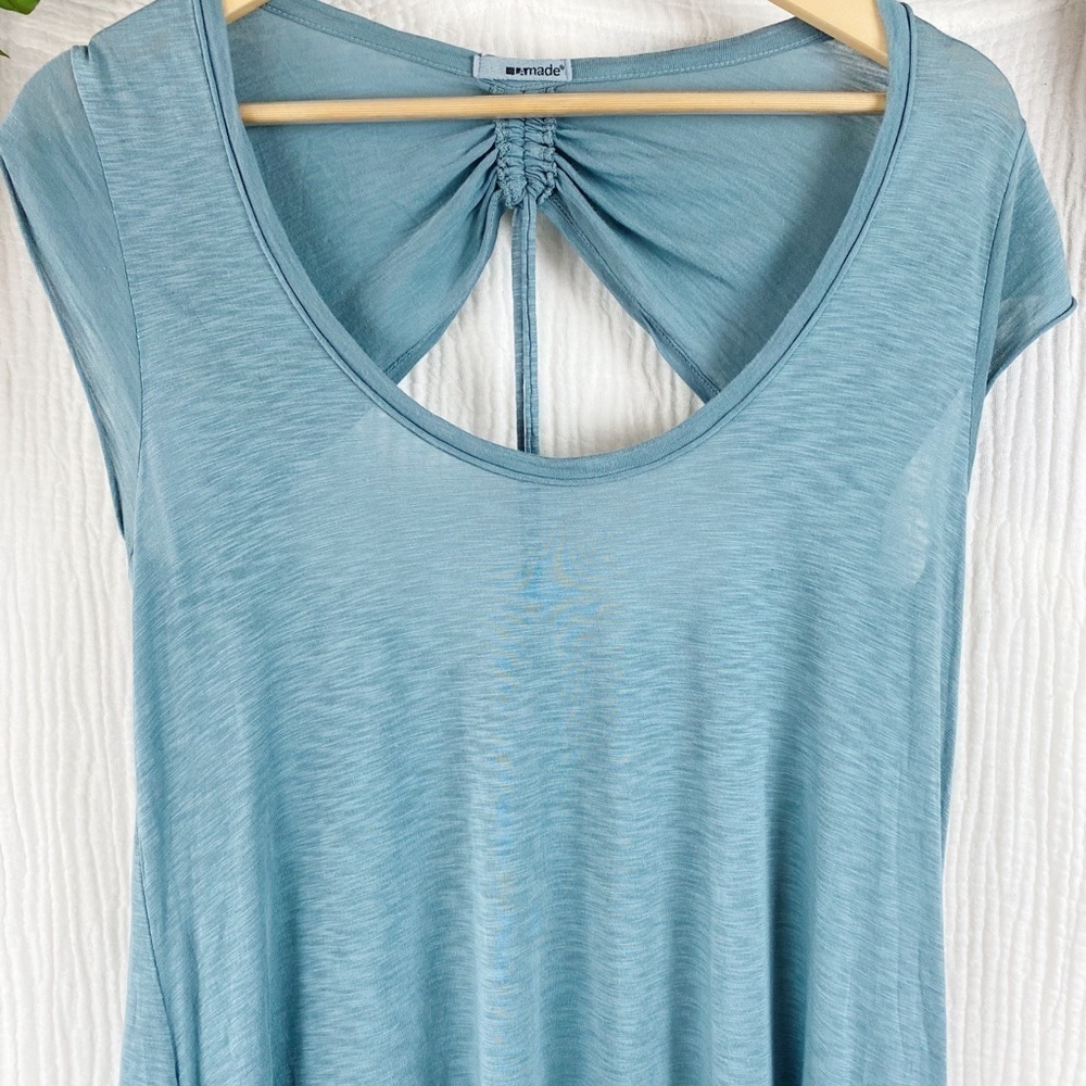 LA MADE COTTON TEE DRESS OPEN DRAWSTRING BACK - Picture 3 of 8